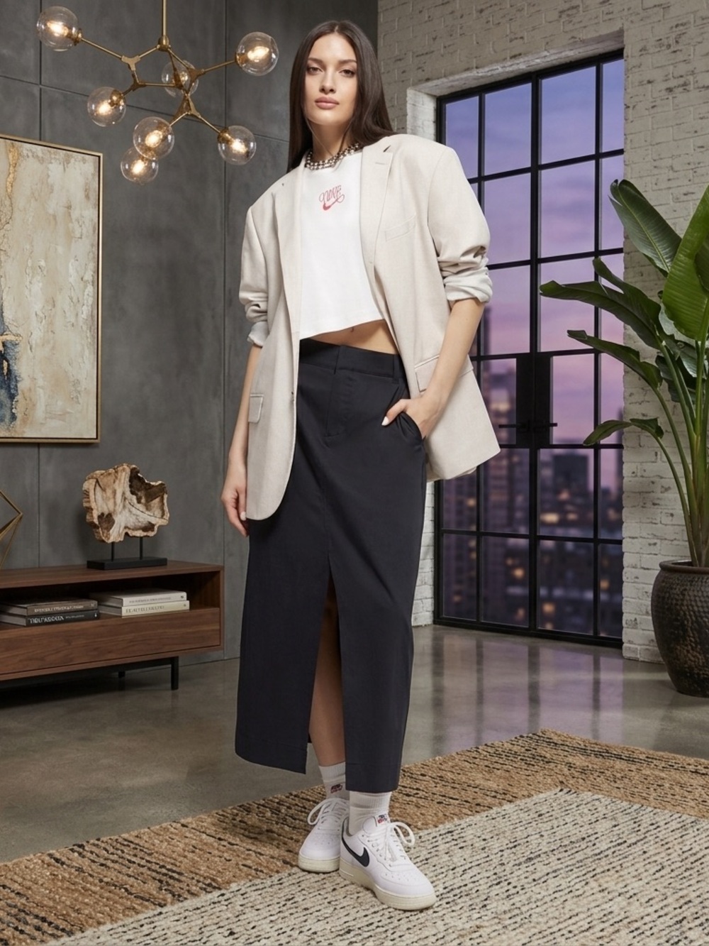 Nike Sportswear Collection Twill Black Skirt - HQ8022-010 - X-LARGE (NWT)